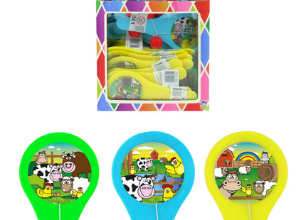Bauernhof-Schläger und Ball-Set, 12 cm, 3 Designs, 3 Farben, Outdoor-Spielzeug für Kinder TK Gruppe® Grosshandel 