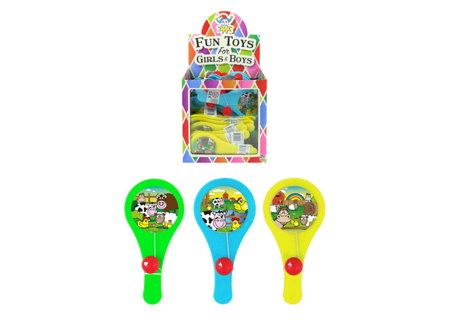 Bauernhof-Schläger und Ball-Set, 12 cm, 3 Designs, 3 Farben, Outdoor-Spielzeug für Kinder TK Gruppe® Grosshandel 