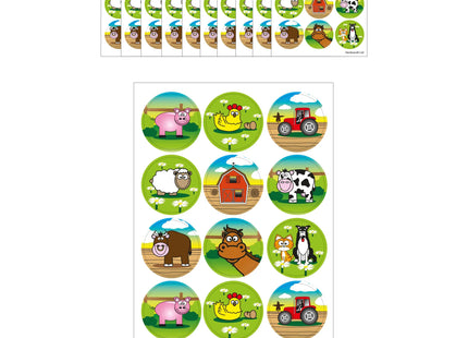 Bauernhof Sticker Set 18 Blatt, Tiermotive 2,5Cm - Kinder Belohnungsaufkleber TK Gruppe® Grosshandel 