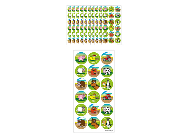 Bauernhof Sticker Set 18 Blatt, Tiermotive 2,5Cm - Kinder Belohnungsaufkleber TK Gruppe® Grosshandel 