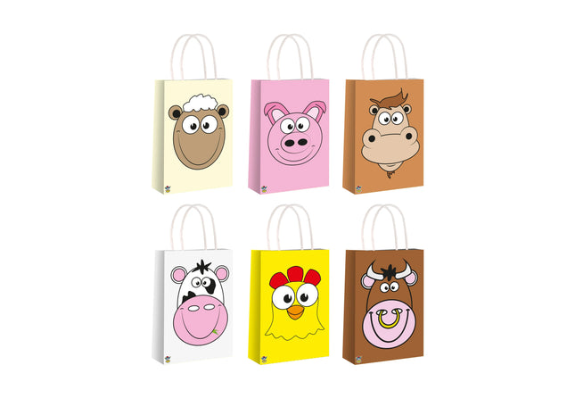 Bauernhof-Tasche mit Griffen, 14x21x7 cm, 6 verschiedene Designs, Kinder Einkaufstasche TK Gruppe® Grosshandel 
