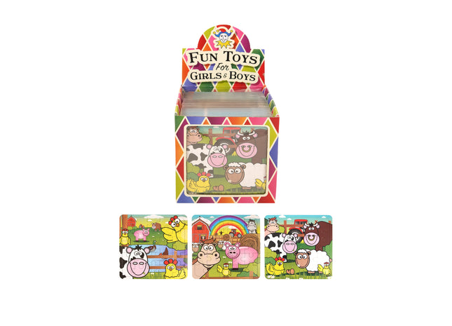 Bauernhoftiere-Puzzle, 13 cm x 12 cm, 3 verschiedene Motive, Lernspielzeug für Kinder TK Gruppe® Grosshandel 