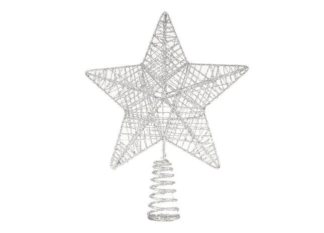 Baumspitze Stern Silber - Christbaumspitze Baumspitze Spitze Aufstecker für Tannenbaum Tannenbaumspitze Weihnachtsbaum Weihnachten (Silber)