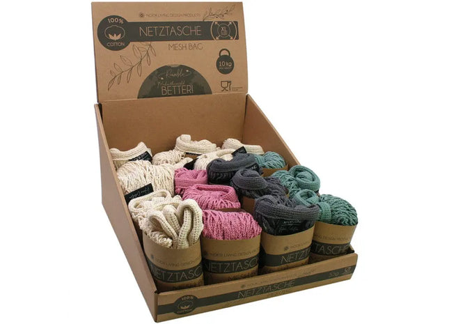 Baumwollnetz Tasche, 60x43 cm, 4 Farben sortiert, Umweltfreundlich TK Gruppe® Grosshandel 