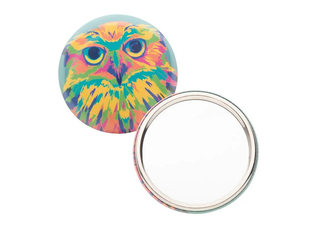 BeautyBadge Button-Taschenspiegel in Silber - Elegant & Handlich, 100 Zeichen TK Gruppe® Grosshandel 