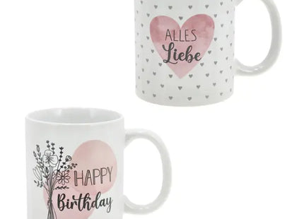 Becher Glückwünsche, 2er-Set, 300ml, 9,5cm Höhe, ideal für Kaffee, Tee, heiße Getränke TK Gruppe® Grosshandel 