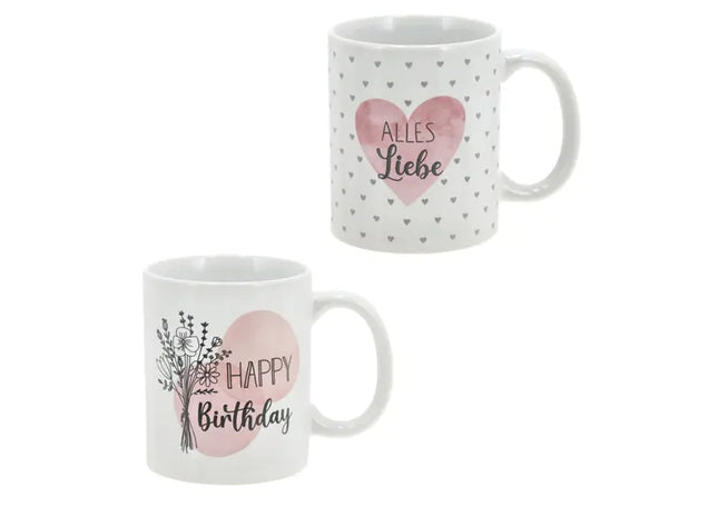 Becher Glückwünsche, 2er-Set, 300ml, 9,5cm Höhe, ideal für Kaffee, Tee, heiße Getränke TK Gruppe® Grosshandel 