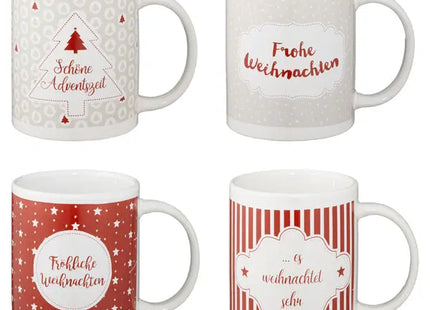 Becher Neue Weihnachten, 4er-Set, 300 ml, 9,5 cm hoch - Festliche Trinkbecher für die Feiertage TK Gruppe® Grosshandel 