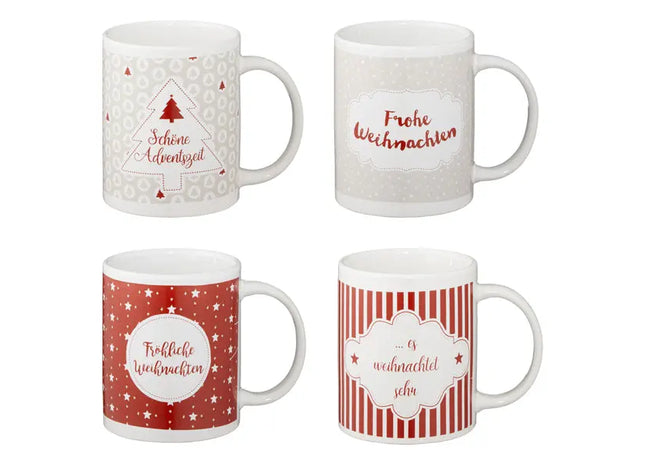 Becher Neue Weihnachten, 4er-Set, 300 ml, 9,5 cm hoch - Festliche Trinkbecher für die Feiertage TK Gruppe® Grosshandel 