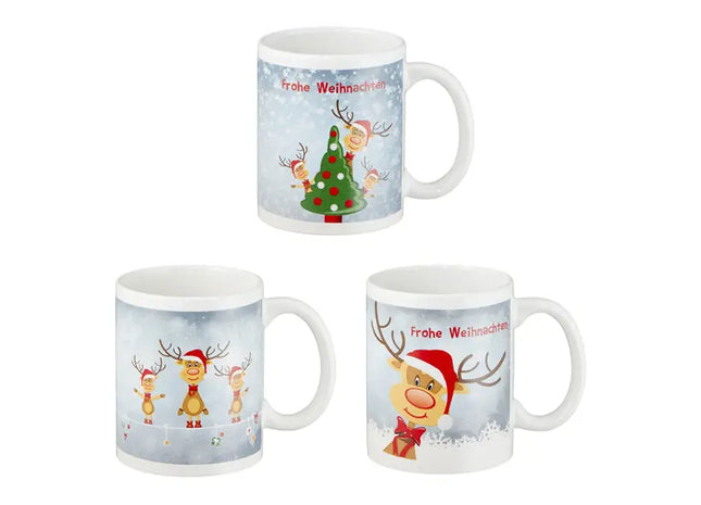 Becher Rentier Ole, 3er-Set, 9,5cm - Charmantes festliches Trinkbecher-Set TK Gruppe® Grosshandel 