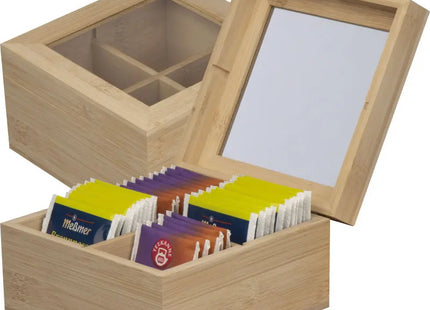 Beige Bambus-Teebox für 40 Teebeutel - Stilvolle & Praktische Aufbewahrung TK Gruppe® Grosshandel 