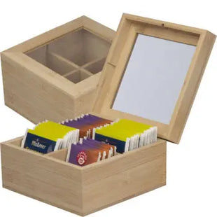 Beige Bambus-Teebox: Stilvolle Aufbewahrung für 40 Teebeutel TK Gruppe® Grosshandel 