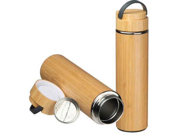 Beige Bambus-Trinkflasche mit Teesieb, 500ml - Natur Pur TK Gruppe® Grosshandel 