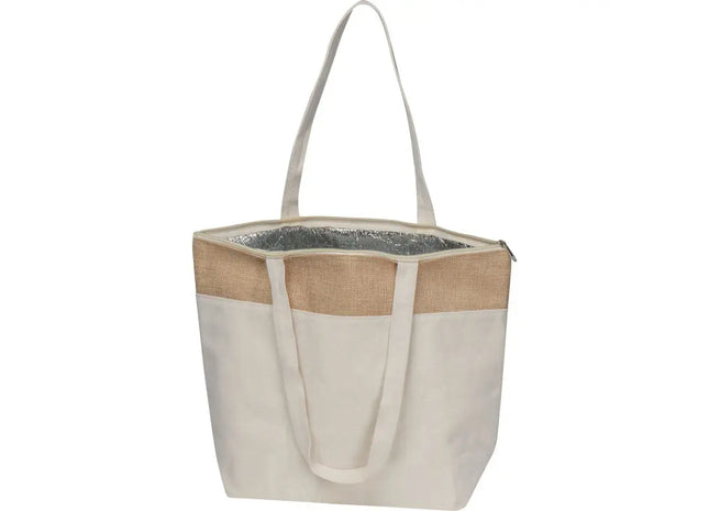 Beige Baumwoll-Jute Cooler Bag: Stilvoll, Umweltfreundlich, Praktisch - Frische unterwegs TK Gruppe® Grosshandel 