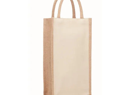 Beige CAMPO DI VINO DUO Jut Flaschen-Geschenktasche TK Gruppe® Grosshandel 