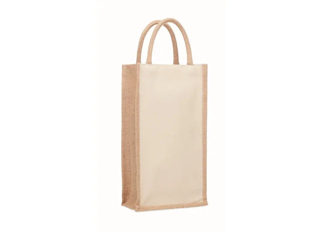 Beige CAMPO DI VINO DUO Jut Flaschen-Geschenktasche TK Gruppe® Grosshandel 