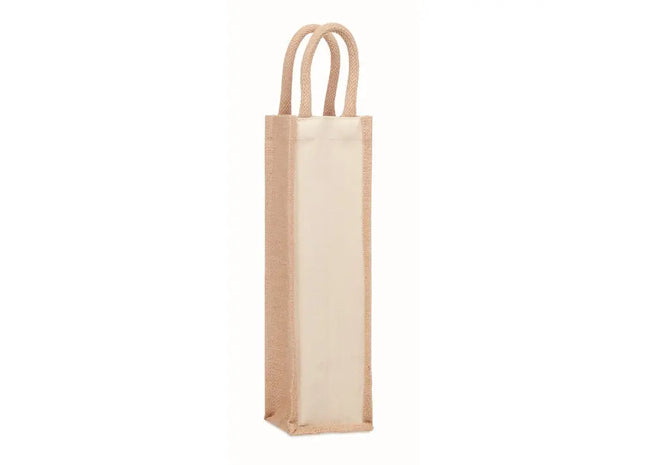 Beige CAMPO DI VINO Jute Flaschen-Geschenktasche TK Gruppe® Grosshandel 