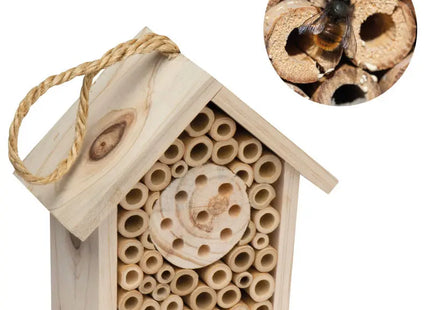 Beige Holz-Insektenunterkunft - Ökologisches Bienen- und Käferhotel für den Garten TK Gruppe® Grosshandel 