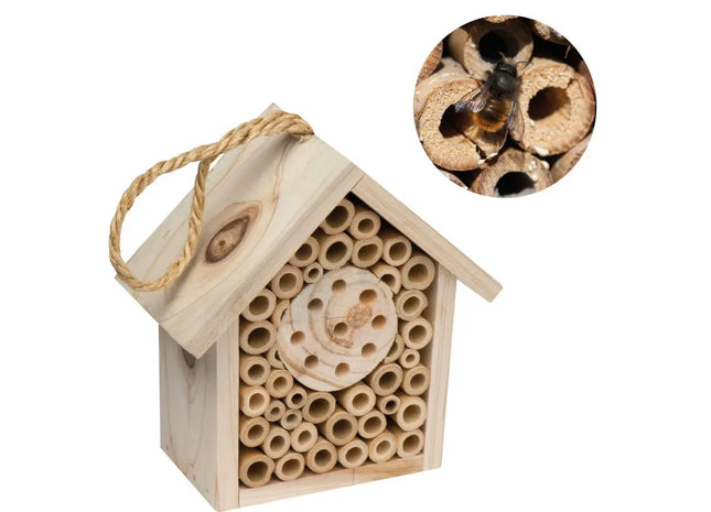 Beige Holz-Insektenunterkunft - Ökologisches Bienen- und Käferhotel für den Garten TK Gruppe® Grosshandel 