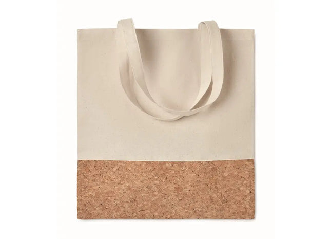 Beige ILLA TOTE Shopper mit trendigem Korkbesatz TK Gruppe® Grosshandel 