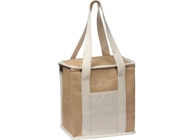Beige Jute Cooler Bag mit langen Trägern: Stilvoll, Praktisch, Nachhaltig - Perfekt für Unterwegs TK Gruppe® Grosshandel 