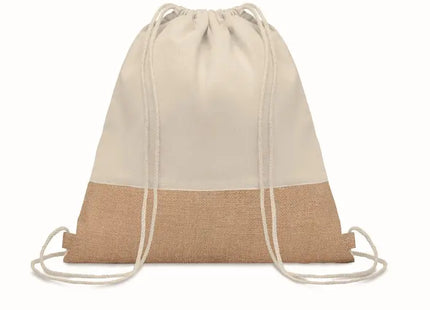 Beige Jutebeutel mit Kordelzug INDIA – Umweltfreundliche Aufbewahrung TK Gruppe® Grosshandel 