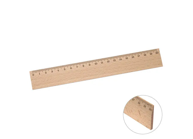 Beiges Holzlineal, 20 cm, Präzise & Umweltfreundlich, Ideal für Büro und Schule TK Gruppe® Grosshandel 