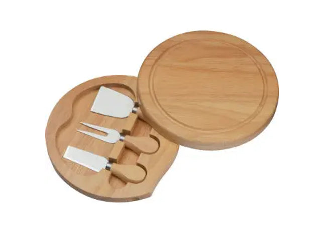 Beiges Käsebrett-Set mit 3 Käsebestecken - Stilvoll & Praktisch für Jede Gelegenheit TK Gruppe® Grosshandel 
