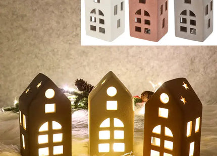 Beleuchtetes Sandstein-Haus, 3er-Set, XL, ca. 10x19cm - Verleihen Sie Ihrem Raum mit LED-Häusern eine warme Atmosphäre TK Gruppe® Grosshandel 