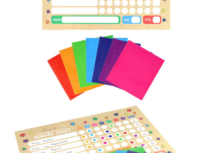 Belohnungstafel-Set mit 8 A4-Diagrammen und Aufklebern – Motivationstafeln für Kinder und Schule TK Gruppe® Grosshandel 