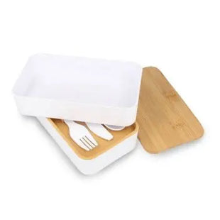 Bento Lunchbox aus R-PP & Bambus in Weiß – Modern, Nachhaltig & Praktisch TK Gruppe® Grosshandel 