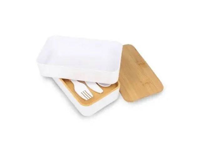 Bento Lunchbox aus R-PP & Bambus in Weiß – Modern, Nachhaltig & Praktisch TK Gruppe® Grosshandel 