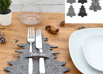 Besteckhalter Weihnachtsbaum Filz, 4er-Set – Festliche Besteckhalter | Stilvolle Weihnachtsdeko TK Gruppe® Grosshandel 