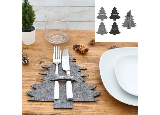 Besteckhalter Weihnachtsbaum Filz, 4er-Set – Festliche Besteckhalter | Stilvolle Weihnachtsdeko TK Gruppe® Grosshandel 