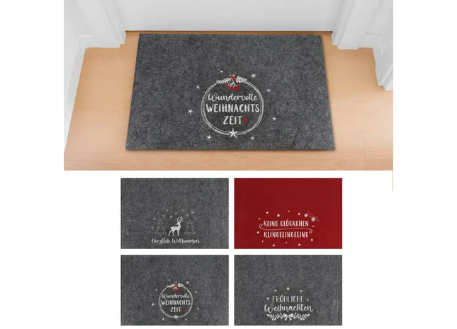 Bestickte Weihnachts-Fußmatten aus Filz - Set aus 4, ca. 60x40cm TK Gruppe® Grosshandel 