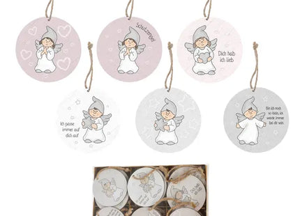 Bezaubernde Schutzengel-Anhänger aus Holz, 7,5 cm, 6er-Set – Himmlische Deko TK Gruppe® Grosshandel 