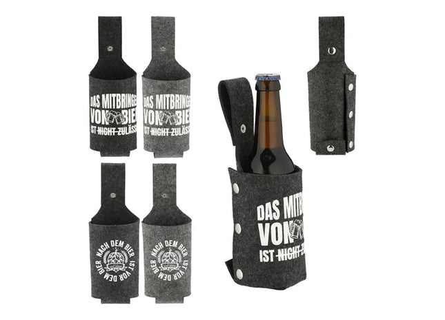Bierholster Filz mit Spruch, 4er-Set – Stilvoller Getränkehalter | Moderner Filz-Bierhalter TK Gruppe® Grosshandel 