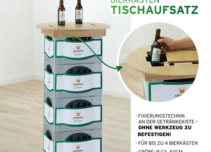 Bierkasten-Tischaufsatz, 60 cm Durchmesser - Verwandle deinen Kasten in einen Tisch TK Gruppe® Grosshandel 