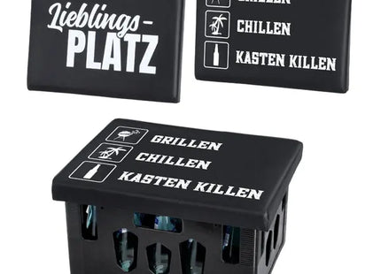 Bierkastensitz Sprüche, 2er-Set, ca. 43x33 cm – Lustige Polster | Dekorative Bierkastensitze TK Gruppe® Grosshandel 