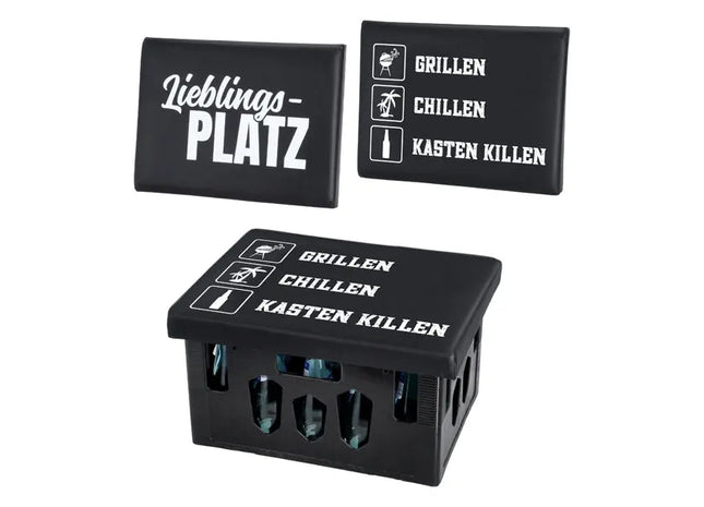 Bierkastensitz Sprüche, 2er-Set, ca. 43x33 cm – Lustige Polster | Dekorative Bierkastensitze TK Gruppe® Grosshandel 