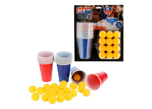 Bierpong Trinkspiel Set, 48-teilig – Ultimativer Partyspaß TK Gruppe® Grosshandel 