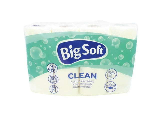 Big Soft Küchenpapier, 2-lagig, 4 Rollen à 50 Blätter – Effektive Reinigung TK Gruppe® Grosshandel 