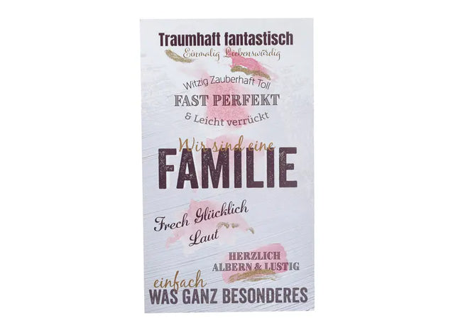 Bild Familie mit Glitzer, 35x60cm - Bringen Sie Glanz in Ihre Familien-Dekoration TK Gruppe® Grosshandel 