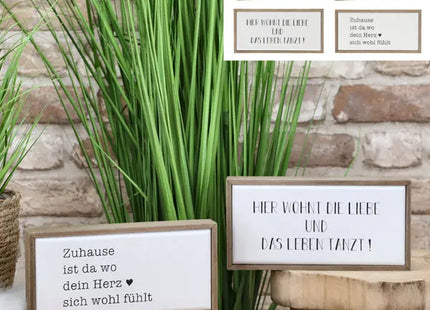 Bild Holz zum Stellen, 2er-Set, 24x12 cm – Rustikale Stand-Deko | Natürliche Akzente TK Gruppe® Grosshandel 