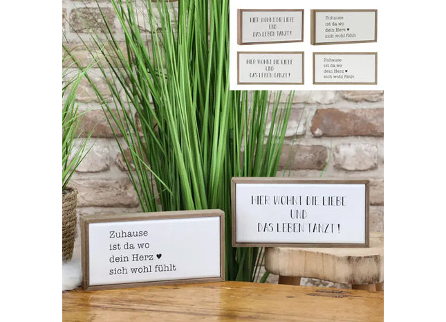 Bild Holz zum Stellen, 2er-Set, 24x12 cm – Rustikale Stand-Deko | Natürliche Akzente TK Gruppe® Grosshandel 