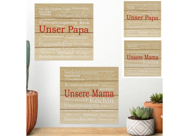 Bild Mama & Papa, 2er-Set, 24x24cm - Charmante und liebevolle Heimdekoration TK Gruppe® Grosshandel 