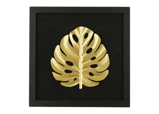 Bild Metall Blatt, 32x32 cm – Stilvolle Wandkunst | Natur-Deko mit Metallblatt TK Gruppe® Grosshandel 