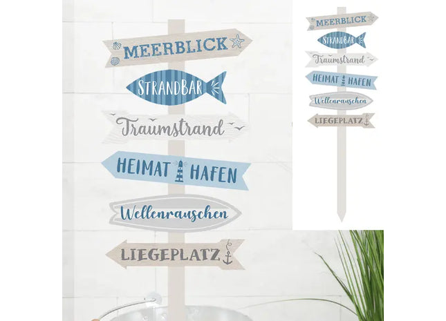Bild Wegweiser Maritim, ca. 76cm Höhe – Stilvolle Seethemendeko | Moderner Maritimer Wegweiser TK Gruppe® Grosshandel 