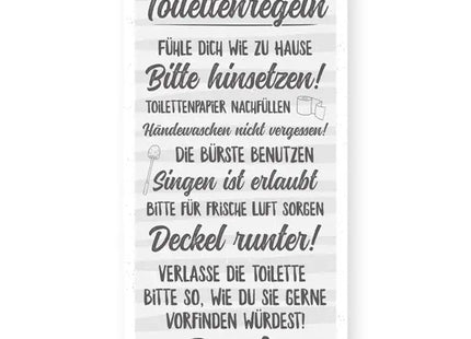 Bild 'Toilettenregeln', ca. 20x40 cm – Humorvolles Badezimmer-Wandbild | Quirky Typografie TK Gruppe® Grosshandel 