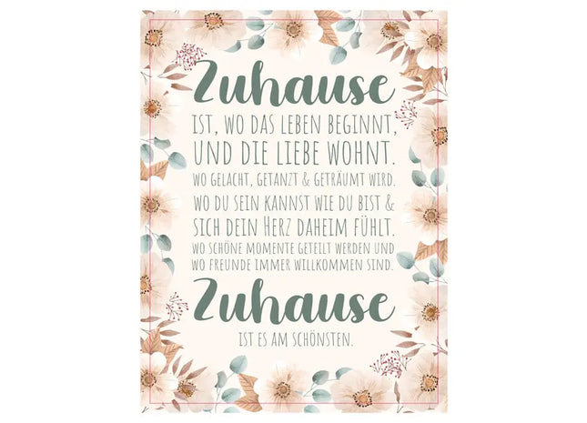 Bild 'Zuhause', 30x40 cm – Modernes Wandbild | Stilvolle Typografie für ein gemütliches Zuhause TK Gruppe® Grosshandel 